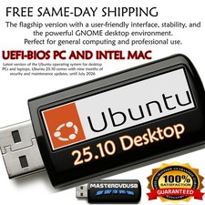 Ubuntu 25.10 Desktop Bootable USB 64-BIT MAC AND PC LEGACY UEFI FAST SHIPPING picture