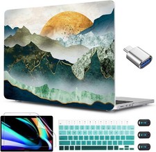 5-in-1 MacBook Air 13.6 Hard Shell Case with Stylish Golden Mountains by Sunset picture