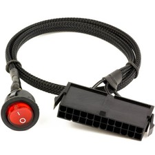 CRJ 24-Pin ATX Jumper Cable - 24 inch (60cm), Black Sleeved - RED LED Switch Pow picture