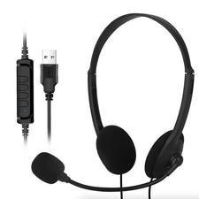 Noise Cancelling USB Headset With 270° Mic Boom For PC Softphone Work Office picture