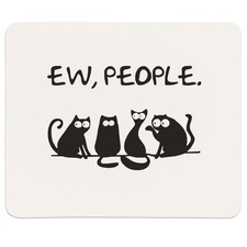 QIYUHOY Black Cat Square MousePad for Desk, Funny Themed Small, ew people  picture