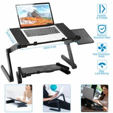 Foldable Laptop Stand Desk for Bed &Sofa Adjustable Notebook Table w/ Mouse Tray picture