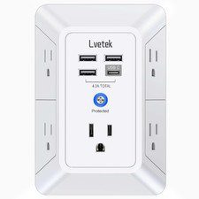 Lvetek 5 Outlet Extender Multi Plug Wall Outlets 4 Usb Charging Ports 1 Usb C picture