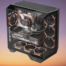 darkFlash DY470 Full-Tower ATX Case Back-Plug GPU Vertical Dual-Chamber Black picture