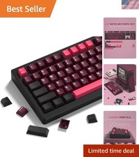 Durable Retro HotPink Black Cherry Profile Keycaps Set - 138 PBT Keys for Gamers picture