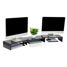 Mind Reader Dual Monitor Stand, Desktop Organizer MDF - Black - Scratch & Dent picture