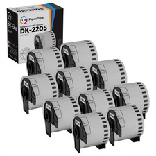 White Paper Tape for Brother DK-2205 (2.4 inch x 100 feet, White, 10-Pk) picture