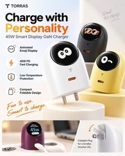 TORRAS 60W USB C GaN Fast Charger Smart Emoji Display PD for iPhone18 MacBook picture
