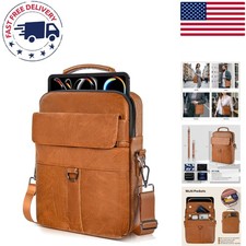 Elegant 13-Inch Laptop Shoulder Bag -  Brown Faux Leather Classic Case picture