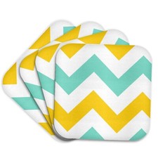 3dRose cst_179797_1 Big Yellow and Teal Chevron Zig Zag Pattern-Turquoise Zig... picture