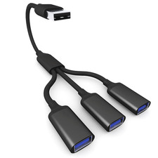 USB Splitter Cable 1 in 3 OUT 1FT, USB 2.0 Male to Female Extension Cord picture