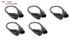 5x 1FT IEC320 C14 to NEMA 5-15R 125V AC 10A 10 Amp Monitor PC Power Cord Cable picture