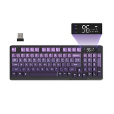 FREEWOLF M96 PBT Wireless Membrane Gaming Keyboard Scient Keys with Knob Rainbow picture