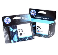 2PK Genuine HP 74 HP 75 Ink for Deskjet D4360 Officejet J5780 J6480 EXP DATE picture