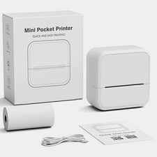 Mini Pocket Printer D1 Thermal Mobile Printer B&W, iOS/Android, USB picture
