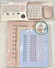 CYLO Plug & Play Wireless Mouse and Keyboard Pink & Ustyle Binder Notebook Set picture