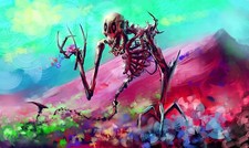 Landscape nature art skeleton skull painting colorful Custom Gaming Mat Desk picture