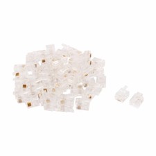 RJ11 6P4C Adapter Jack Telephone Phone Handset Cable Wire Connector Clear 50pcs picture