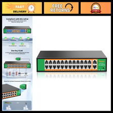 24-Port PoE Switch, 2 Gigabit Uplink, IEEE802.3af/at, 400W Power, Fanless, Rackm picture
