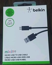 New Belkin 9.8FT MIXIT Micro-USB to USB 2.0 Cable BLK - Black New Sealed picture