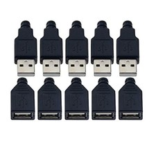VizGiz 10 Pack USB Plug Replacement 4 PIN Type A Female Male Socket Black  picture