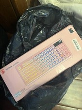 Kolmax Hunter K04 87% RGB White Membrane Gaming Keyboard. (PINK) Used picture