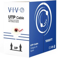 VIVO Red 1,000ft bulk Cat5e LAN Ethernet Cable Wire UTP Pull Box 1000 ft Cat-5e picture
