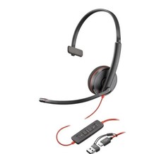 Poly Blackwire 5210 Wired USB Headset Boom Mic Noise Cancel In-Line, Case picture
