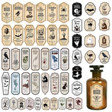 Aposwow 100 Pcs Apothecary Bottle Labels Stickers, Halloween Potion Colorful picture