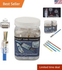 RJ45 Cat6A Cat6 Pass through Connectors 50Pack 23AWG End Bold Ethernet 8P8C Gold picture