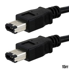 15FT Firewire 400 6 Pin Male to Male IEEE 1394 iLINK Cable Cord PC Mac Black picture
