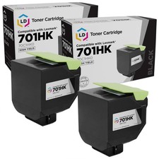 LD Replacement for Lexmark 701HK / 70C1HK0 2PK HY Black Laser Toner Cartridges picture