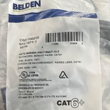 Belden Cat 6+ Ethernet Patch Cable RJ-45 Round Black 10ft C601100010 picture
