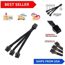 Versatile 16 AWG PCIe Power Splitter Cable - 8 Pin Female to 3 Male, 12-Inch picture