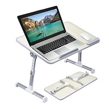 AMAZON BASICS PORTABLE FOLDABLE ADJUSTABLE LAPTOP STAND TRAY TABLE LAP -  CREAM picture