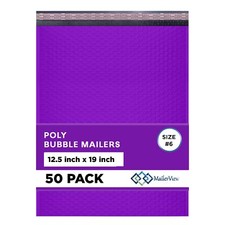 Purple Bubble Mailers 12.5x19.5, Poly Padded Envelopes #6, 50 Pack picture