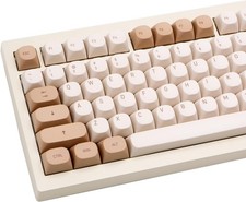 Tiramisu PBT Keycaps Retro MA Profile Cream And Brown Keycap Set picture