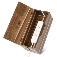 Acacia Wood Cable Management Box for TV Wires Cord Organizer System picture