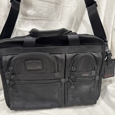 TUMI Alpha Black Ballistic Nylon Expandable Organizer Briefcase Laptop Bag Mens picture