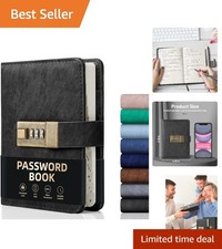 Elegant Lockable Password Book for Seniors - Faux Leather Organizer 4.33x6.18in picture