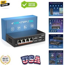 6 Port 2.5G Unmanaged Ethernet Switch, 4 x 2.5G Base-T Ports, 2 x 10G SFP, Co... picture