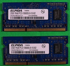 Elpida 4GB (2x2GB) DDR3 1333 PC3-10600 Laptop RAM SODIMM EBJ20UF8BCS0-DJ-F picture