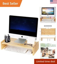Elegant Solid Wood Monitor Riser - 2 Adjustable Heights for Ergonomic Comfort picture
