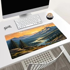 Mountain Lake Sunset Mouse Pad 24x14in Large Desk Mat Nature Landscape Decor picture