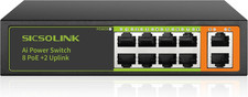 8 Port Poe+ Switch 120W 30W/Port, 2 Uplink Ports, 250M Transmission, AI Smart De picture