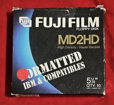 Vintage Fujifilm MD2HD 5.25 Floppy Disk 9 Disks Sleeves Labels IBM Compatibles picture
