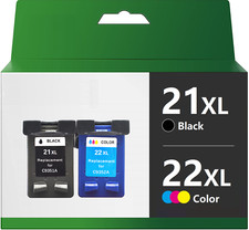 2 PACK for HP 21XL 22 XL Ink Cartridge Combo for Officejet J3650 4315 hp 21 22 picture