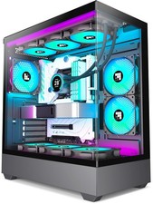 Dual Chamber ATX Mid Tower PC Case Black 6x ARGB PWM Fans USB-C 360mm Radiator picture