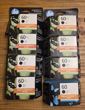 LOT of (7) GENUINE HP 60XL BLACK  INK CARTRIDGES EXP 2024-26 picture