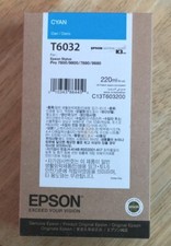 11-2023 NIB  GENUINE EPSON T6032 220ML CYAN INK STYLUS PRO 7800 7880 9800 9880 picture